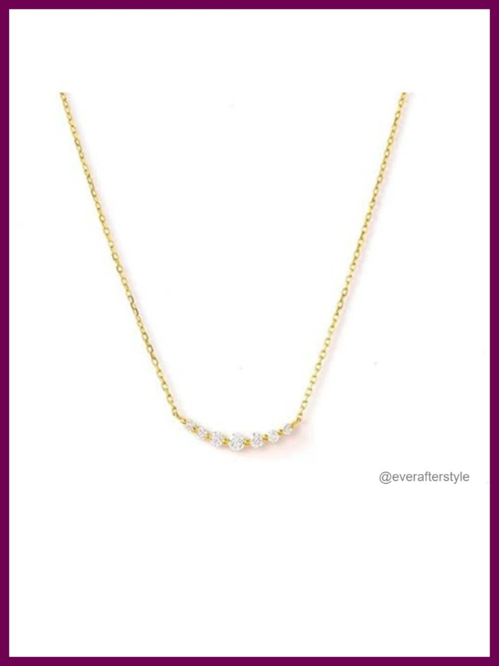 925 Sterling Silver Curved CZ Bar Necklace, 18K Gold Plating